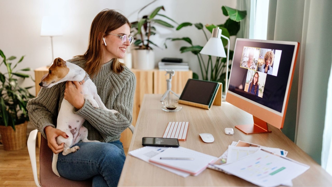 Professional woman working remotely